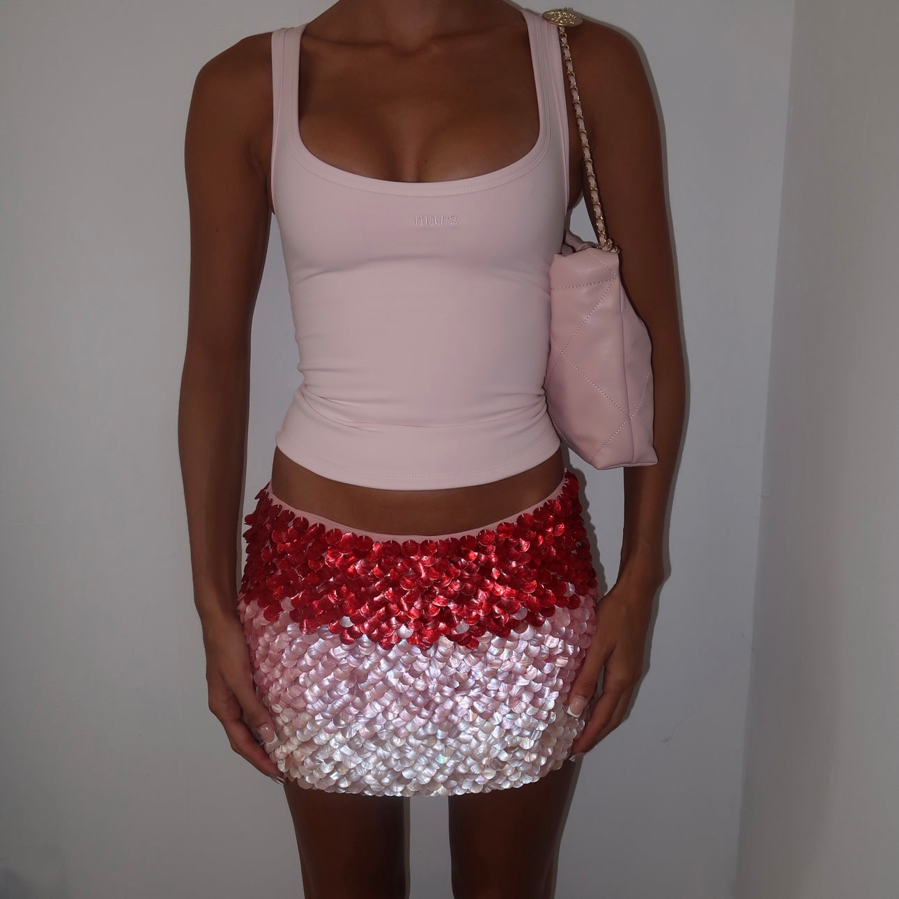 Ombré Scale Skirt in Raspberry Ripple ( Ready to Ship)