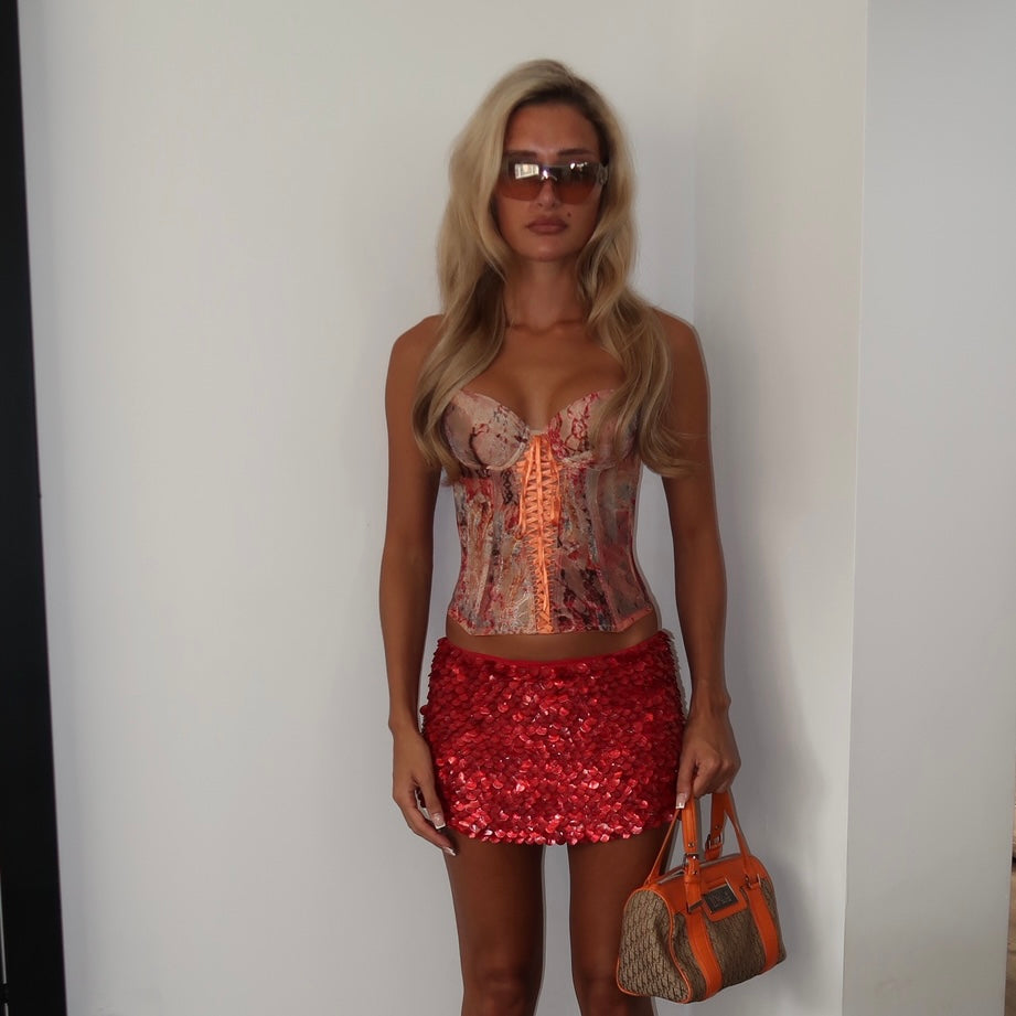 Scale Skirt in Red ( Ready to Ship)