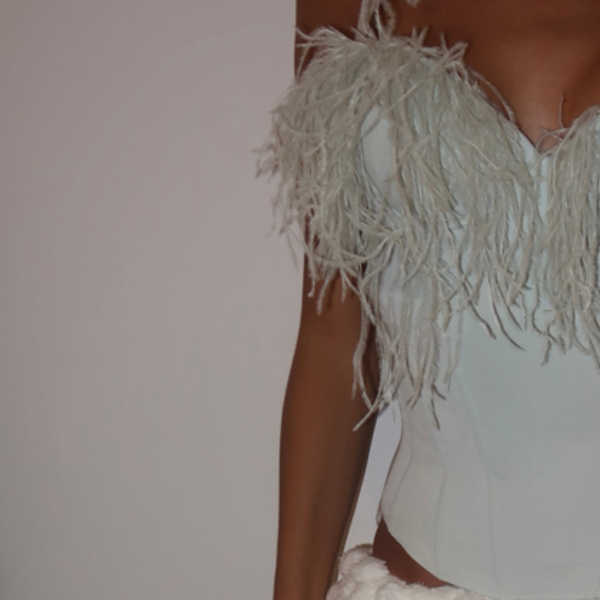 “Ostrich feather” corset top (Ready to ship)