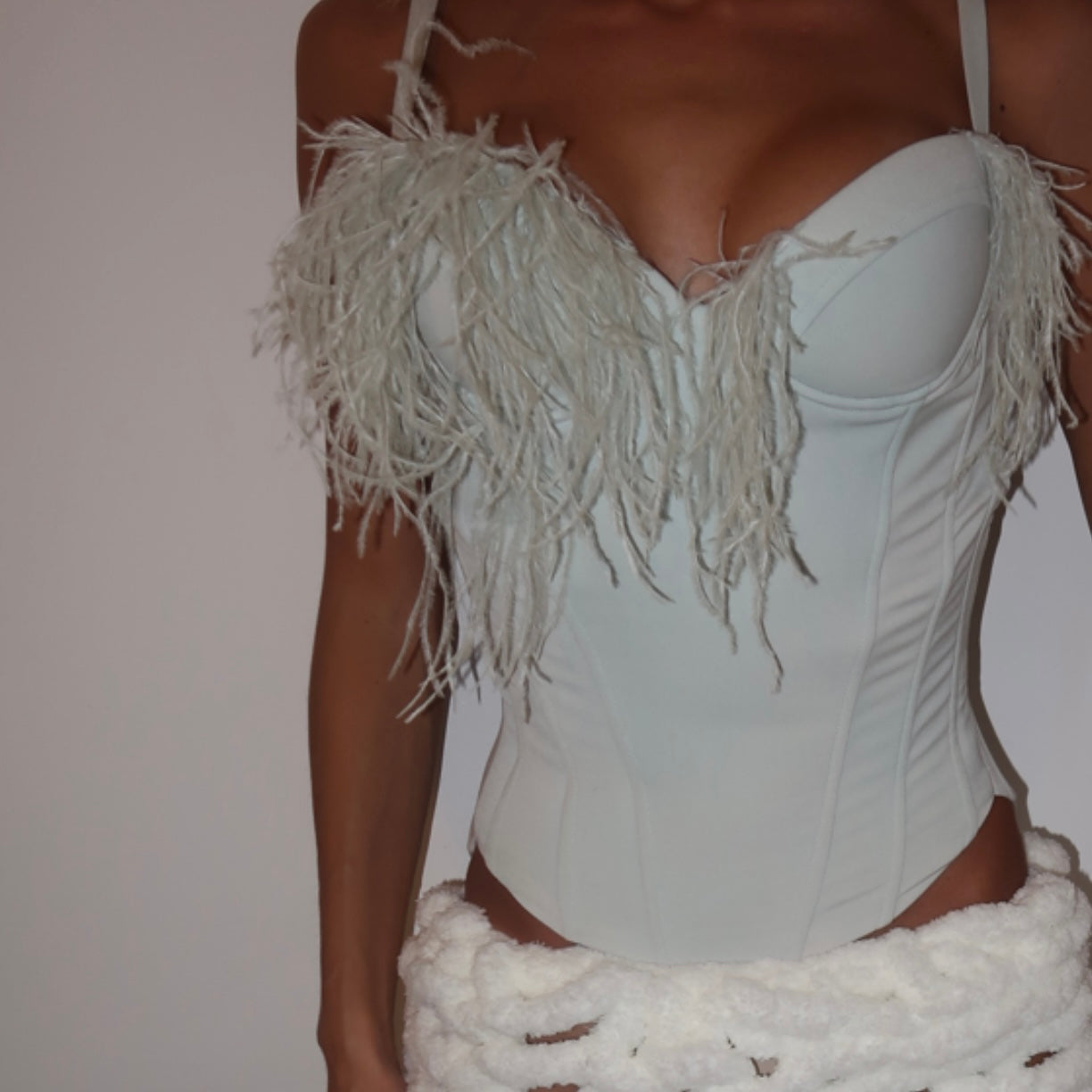 “Ostrich feather” corset top (Ready to ship)