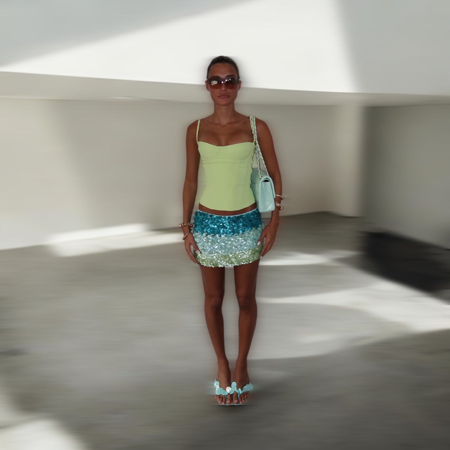 Ombré “Scale “ skirt in Ocean