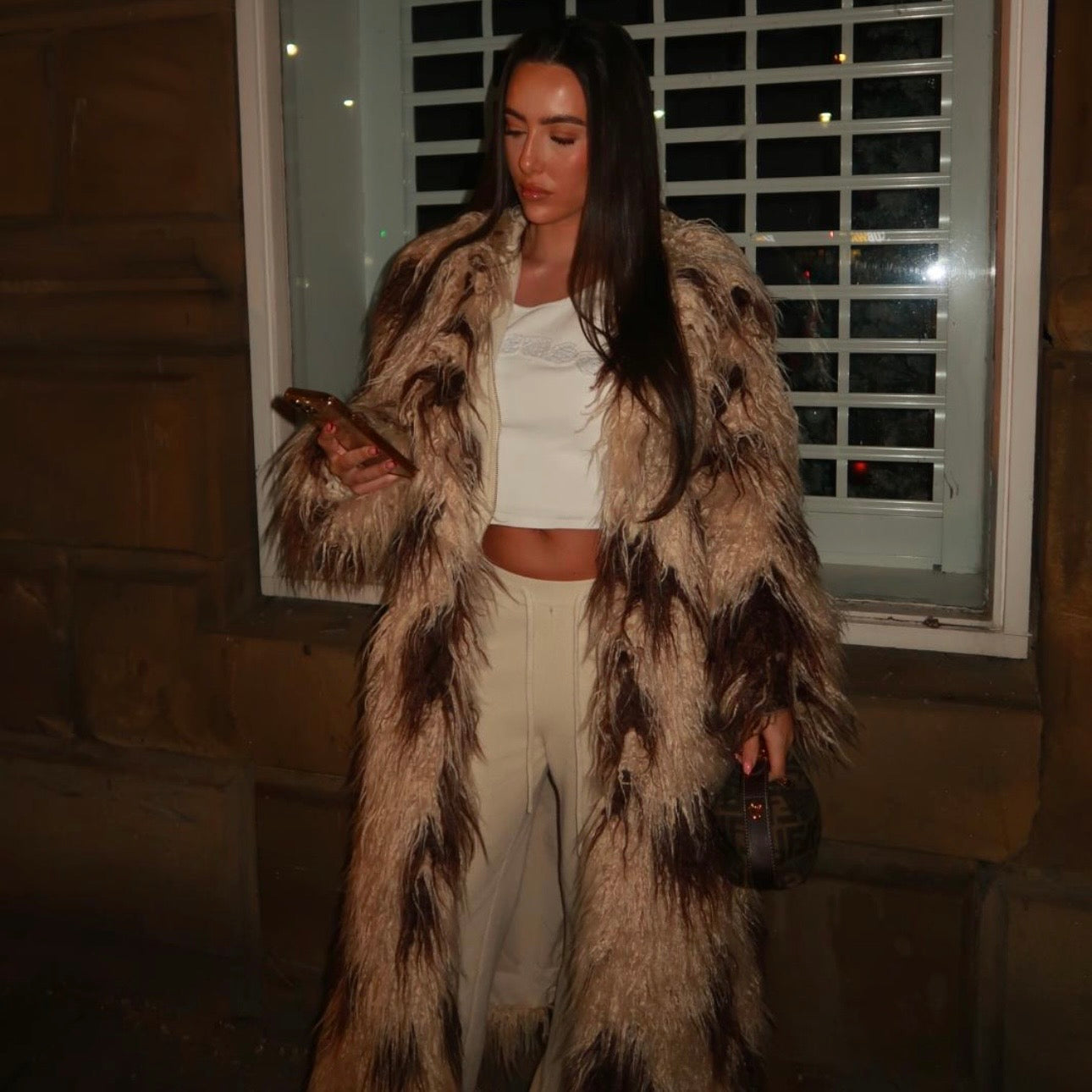 Dotty faux fur coat (Ready to ship)