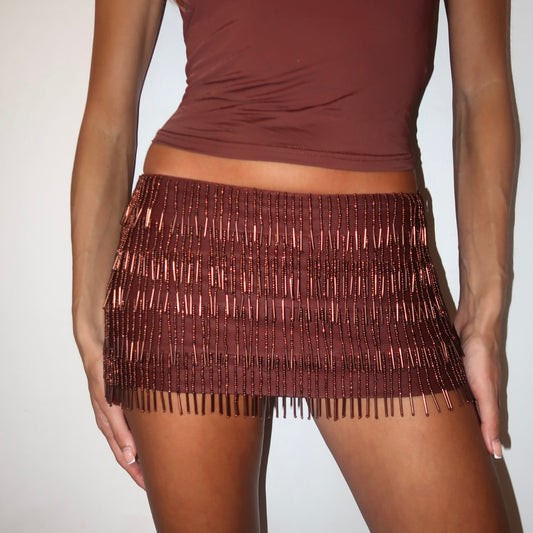 “Drop a Glint” Mini skirt in Brown