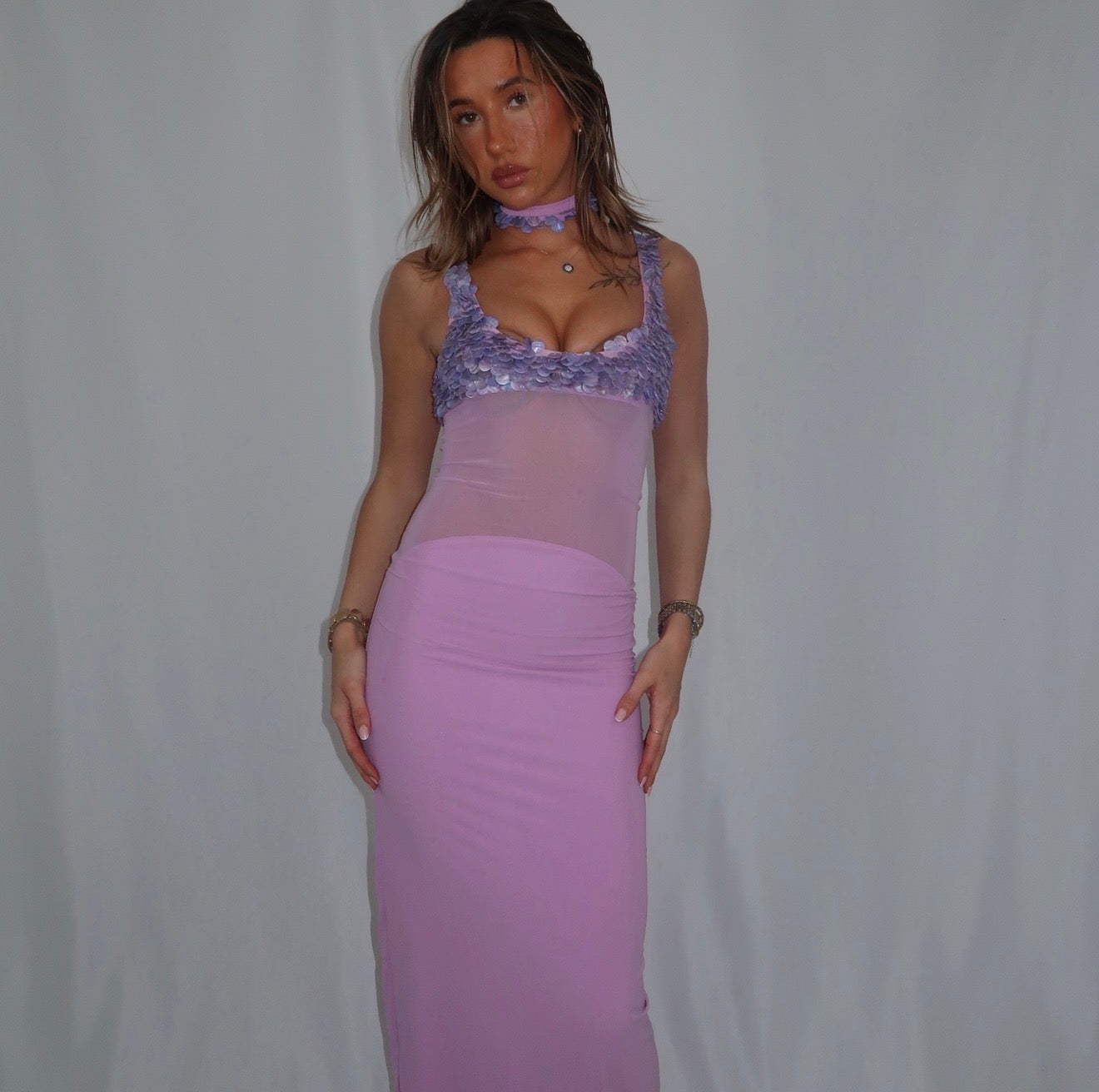 “Scale” maxi dress in Purple