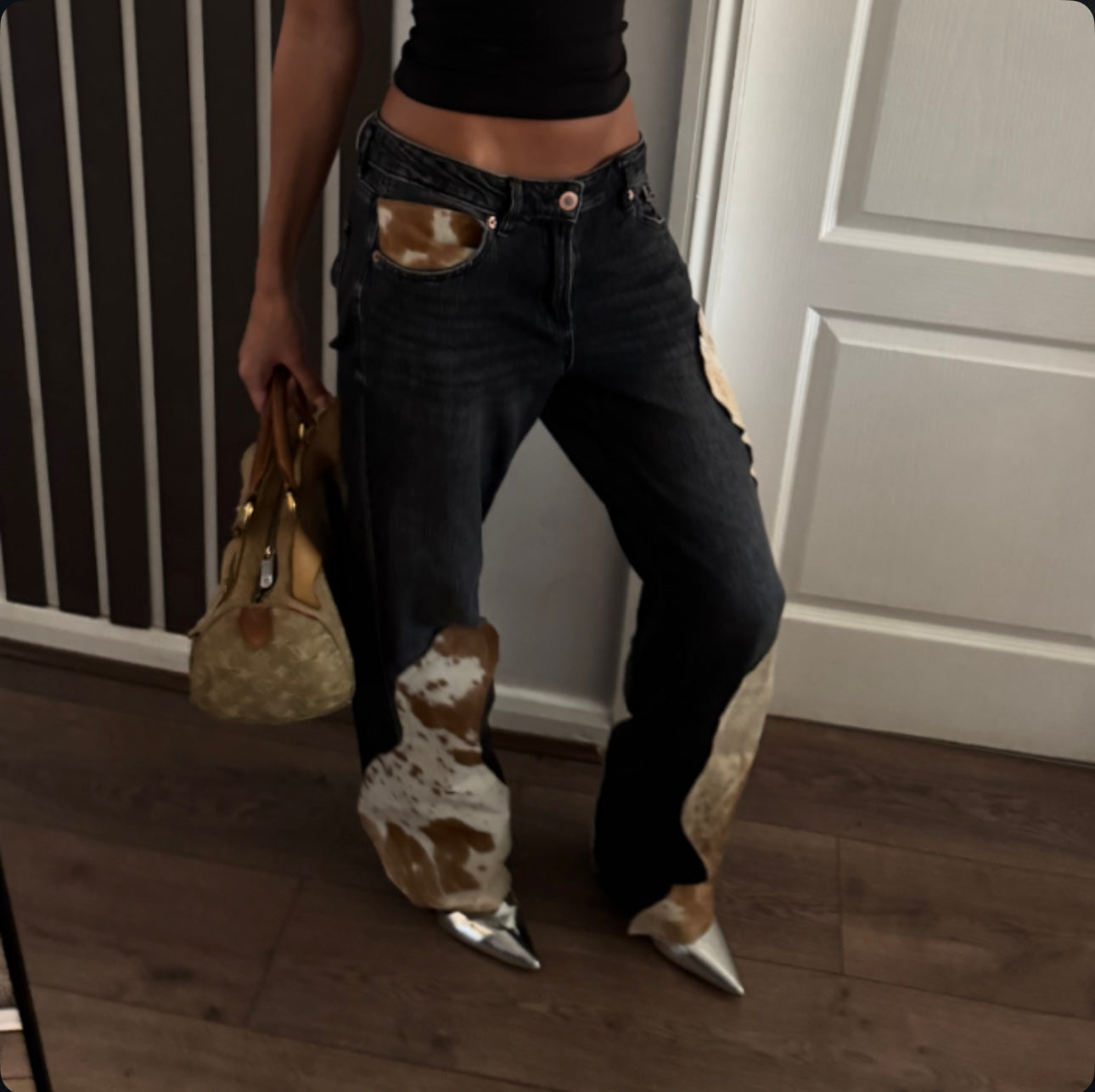 “Cow hide” Jeans