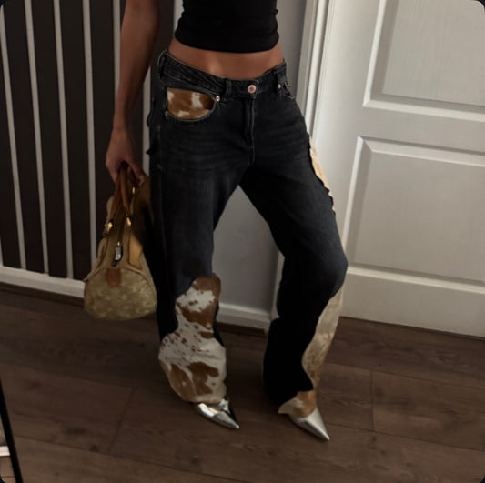 “Cow hide” Jeans