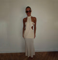 “Mother of pearl” maxi dress in Drape