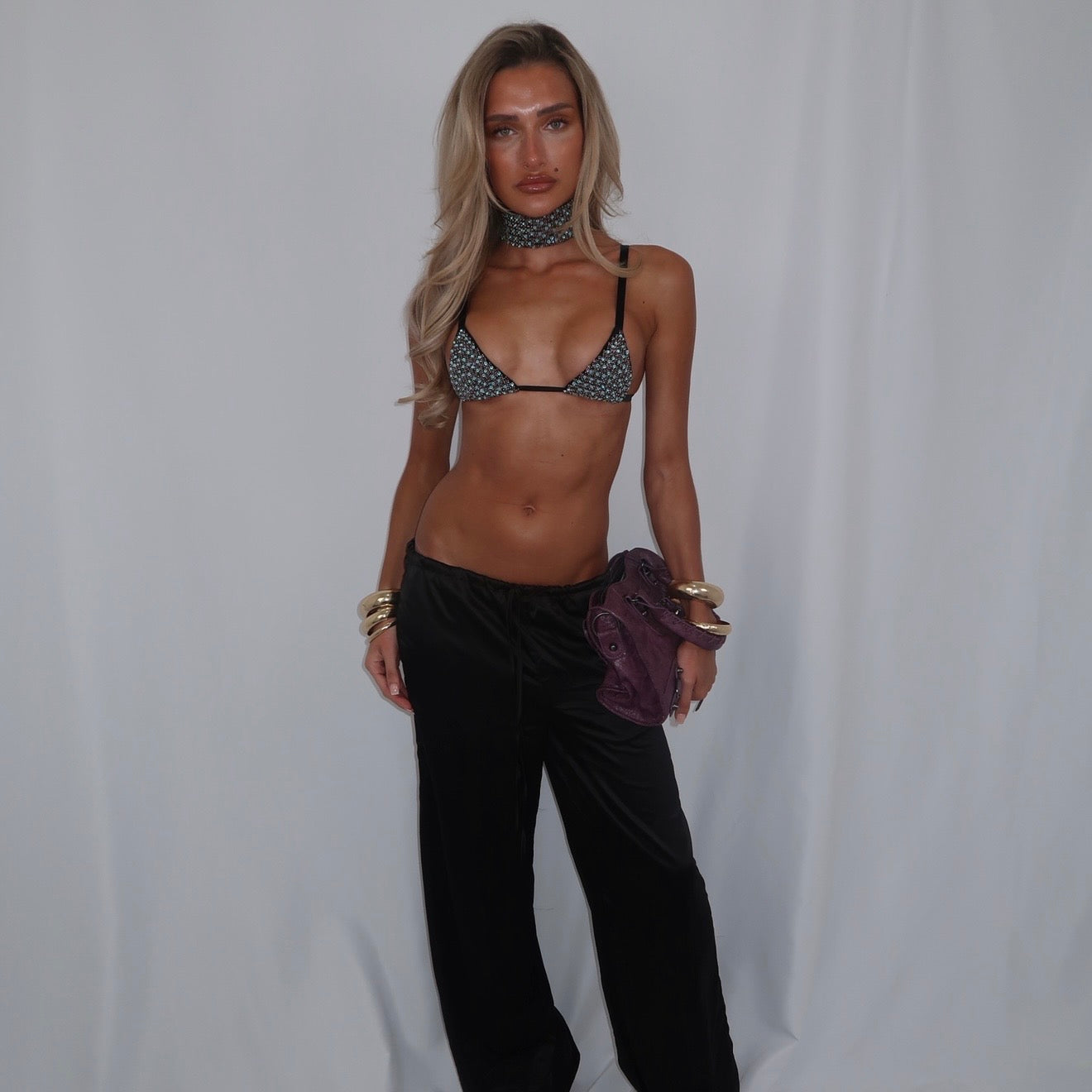 “Diamanté” bralette and choker