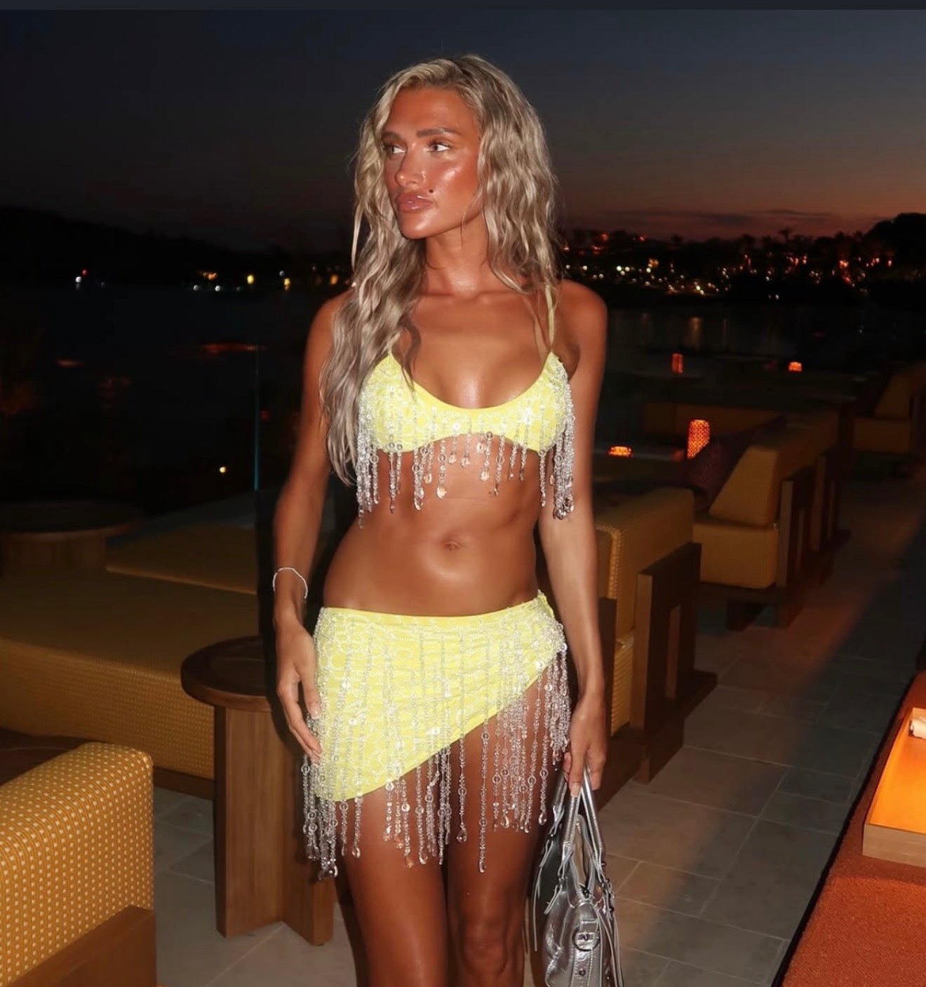 “Crystal” two piece neon green