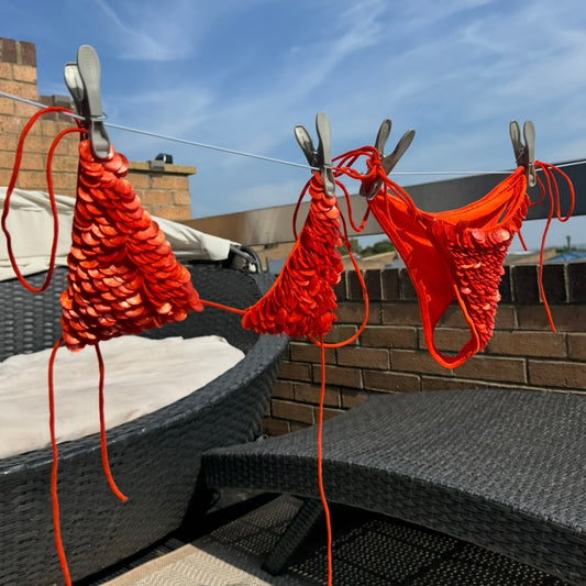 “Scale” bikini in dark orange