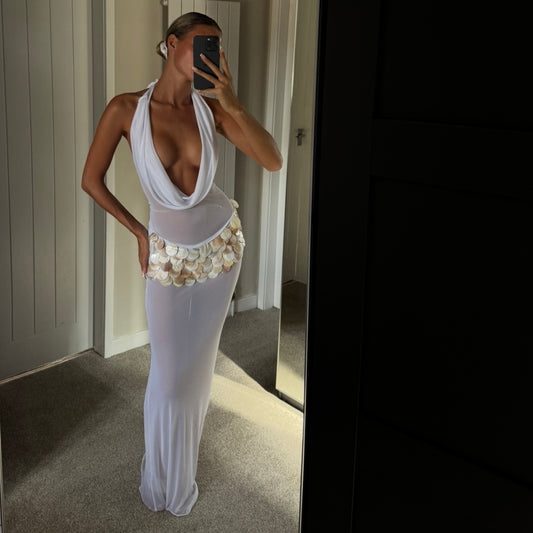 “Mother of pearl Drape” dress