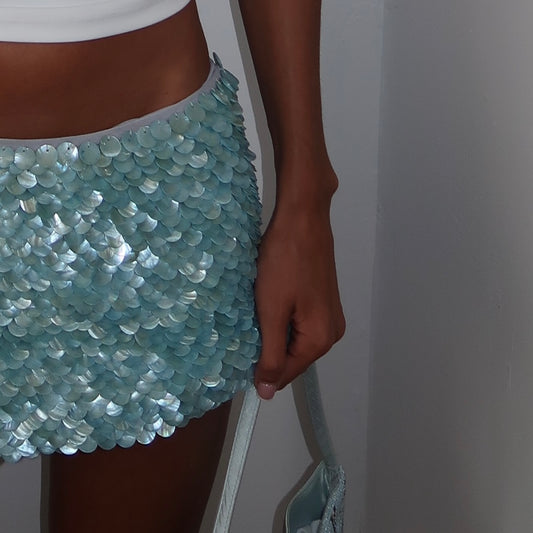 “Scale” Skirt in Light Blue
