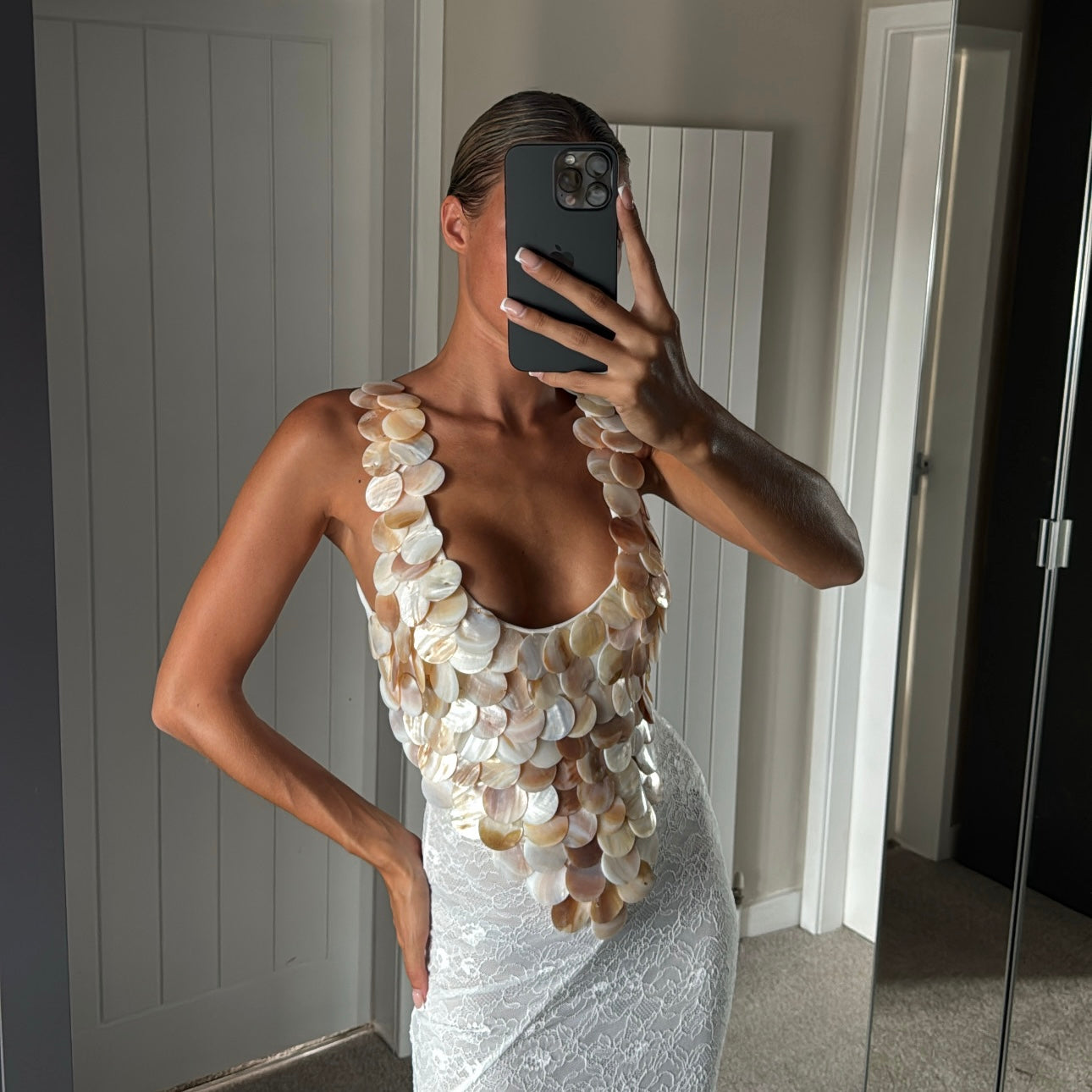 “Mother of pearl Lace” dress