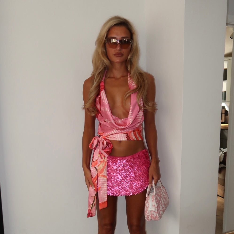 Scale Skirt in Hot pink ( Ready to Ship)