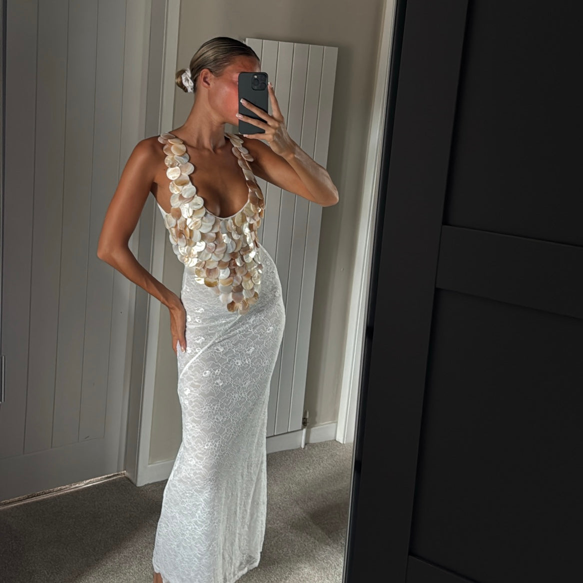 “Mother of pearl Lace” dress