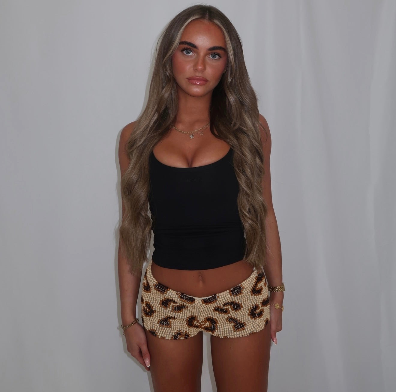 “Jaguar” beaded mini shorts