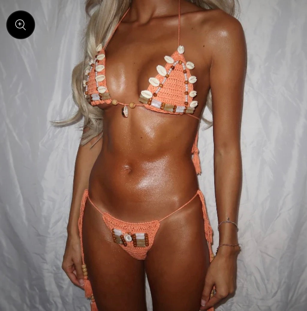 “Tribe” bikini in Coral (Ready to ship)