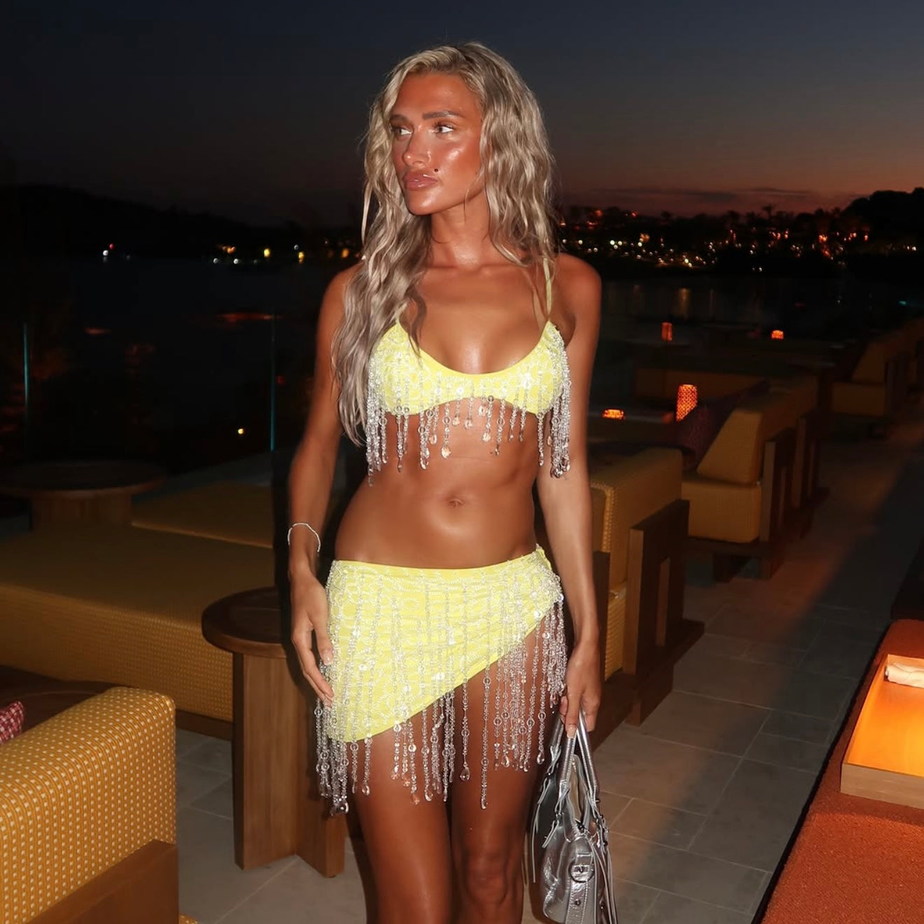 “Crystal” two piece neon green