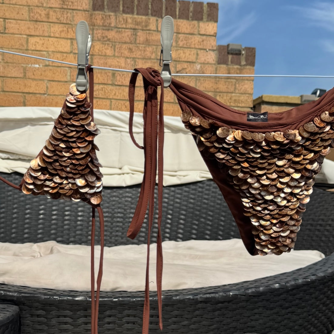“Scale” bikini in brown